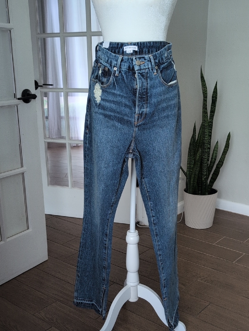 New Good American Good Boy Double Slit Ankle Jeans Size 8 - Picture 5 of 17
